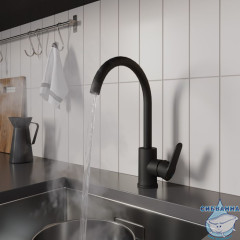 Смеситель для кухни, черный матовый, Poli, Milardo, POLBLJ0M05