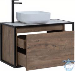 Тумба Aquanet Nova Lite Loft 90L 261660 с раковиной City-1 39 дуб рустикальный