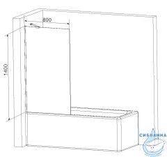 Шторка для ванны Am.Pm Gem  W90BS-080-140CM 80х140