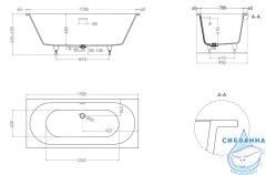 Ванна из искусственного камня Salini Ornella Axis Kit 190x90 (материал S-Sense, белый матовый)