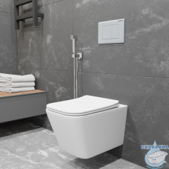 Инсталляция для унитаза Charus CC.300.80.01 с кнопкой смыва Charus Minimalista  черный матовый,  с унитазом Charus Alva Rimless EWC700-114WT (с сиденьем Soft Close (микролифт)