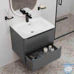 Тумба с умывальником, подвесная, 60 см, темно-серый, Edifice, IDDIS, EDI60D0i95K  подходит умыв. 0106000i28