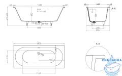 Ванна из искусственного камня Salini Ornella Axis Kit 180x80 (материал S-Stone , белый матовый)