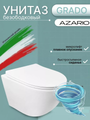 Инсталляция Loranto 4501 с кнопкой смыва Loranto 7313 черный матовый,  в комплекте с унитазом Azario Grado AZ-0046-UQ3 сиденьем Soft close (микролифт) 
