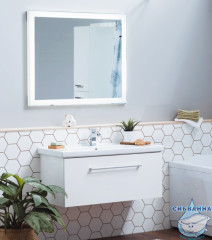 Тумба Dreja Big Inn 100 с раковиной Гармония 100, белый глянец