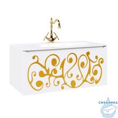 Тумба Aqwella Elegance 100 белый/золото с раковиной Elegance 100