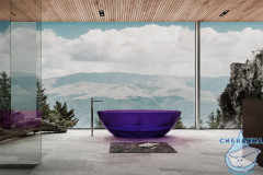 Ванна из полиэфирной смолы ABBER Kristall 180х85 AT9702Amethyst фиолетовая