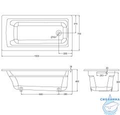 Ванна чугунная Jacob Delafon Archer 150x75без отверстий для ручек ( с антискользящим покрытием) без ножек E6D906-0