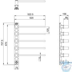 Полотенцесушитель электрический  Wonzon&Woghand München 53х78 WW-A355-MB (с возможностью скрытого подключения, подключение универсальное) (черный матовый)
