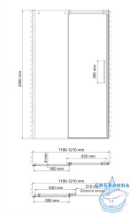 Дверь в нишу Wasserkraft Alme 120 см профиль хром, стекло прозрачное 15R05