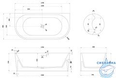Ванна из искусственного камня ABBER Stein 170x80 AS9652