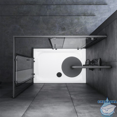 Душевое ограждение Am.Pm Gem W90G-404-120280-BT 120x80 профиль черный, стекло прозрачное (без поддона)