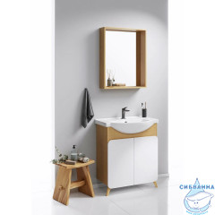 Тумба Aqwella Basic 75 дуб золотой с раковиной Элеганс 75