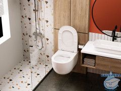 Унитаз подвесной безободковый Abber Bequem AC1104 с сиденьем Soft Close (микролифт) (белый)