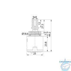 Картридж керамический для смесителя, 25 мм, без ножек, IDDIS, 999C25D0SM