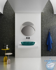 Раковина накладная прозрачная ABBER Kristall 60 AT2801Aquamarin бирюзовая