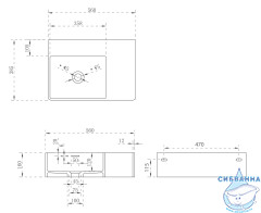 Раковина на столешницу 56 см ABBER Stein AS2644 L