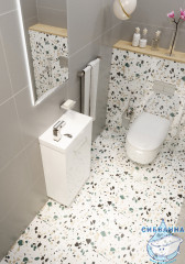 Тумба подвесная 1Marka Ноктюрн 40П (1 дверка) с раковиной Como 40 белый глянец