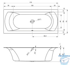 Акриловая ванна Riho Linares Velvet 170x75 с каркасом