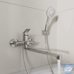 Смеситель для ванны с длинными изливом, глянцевый хром, Rora, Milardo, RORSB00M10