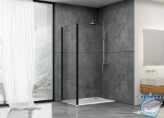 Боковая стенка ABBER Schwarzer Diamant S100B 100x195 профиль черный, стекло прозрачный