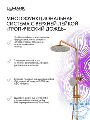 Душевая система Lemark Калина 230 1 режим LMF-2126S-BRG (брашированное золото)