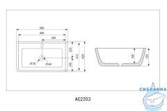 Раковина на столешницу 50 см ABBER Rechteck AC2203MB