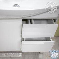 Тумба Акватон Рико 80 с раковиной Смайл 80 белый/ясень фабрик