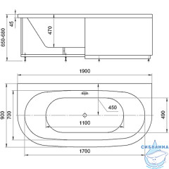 Акриловая ванна Aquatek Морфей 190х90 с каркасом