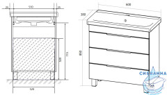 Тумба 1Marka Gaula 60Н черный с раковиной Moduo Slim 60