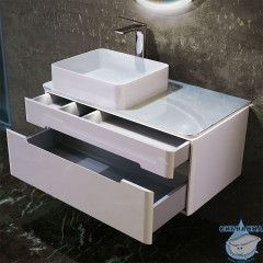 Тумба под раковину Jorno Shine 90 см Shi.01.90/P/W белый глянцевый