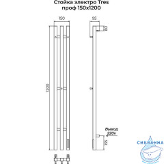 Полотенцесушитель электрический Terminus Tres квадратный 15х120 (белый)