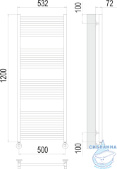 Полотенцесушитель водяной Terminus Аврора П22 50х120 (нижнее подключение)