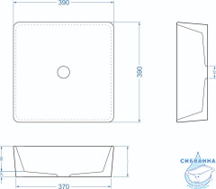 Раковина на столешницу 39 см Malinkin Design Square
