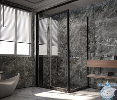 Душевое ограждение Veconi Premium Trento 130x80 профиль черный, стекло прозрачное PTC30-SP-13080-B-01-C4 (без поддона)