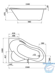 Акриловая ванна Santek Ибица 150х100 R с каркасом