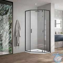 Душевое ограждение Vincea Slim-U 90x90 профиль черный, стекло прозрачное VSP-2SU900CLB