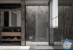 Дверь в нишу Veconi Premium Trento 130 профиль черный, стекло прозрачное PTD40-B-10-01-C4