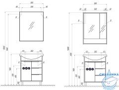 Шкаф-зеркало Акватон Рико 65, белый/ясень фабрик