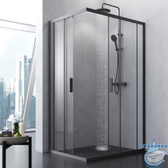 Душевое ограждение AM.PM Gem 120x90 W93G-404-120290-BT профиль черный, стекло прозрачное (без поддона)