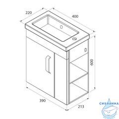 Тумба с умывальником, 40 см, подвесная, полки справа, TORR, IDDIS, TOR40WRi95K