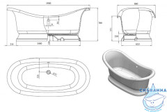 Ванна из литьевого мрамора New Line Sanitary Корсика на подиуме 190х86