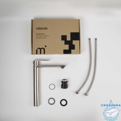 Смеситель для настольного умывальника, сатин, Maze, Milardo, MAZBN01M01