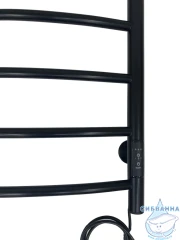 Полотенцесушитель электрический Санприз Классик П8 50х80 с полкой (черный матовый) (подключение универсальное)