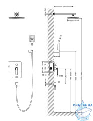 Душевая система Timo Torne SX-4319/03SM 260 1 режим (черный матовый)