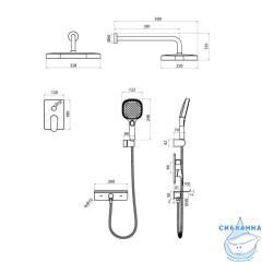 Душевая система скрытого монтажа с тропическим душем и  ручным душем, черный матовый, Azure, Milardo, AZUBL02M67