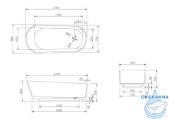 Ванна из полиэфирной смолы ABBER Kristall 170х80 AT9706Aquamarin бирюзовая