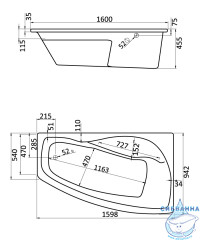 Ванна акриловая Santek Майорка XL 160х95 R