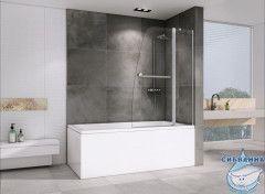 Шторка для ванны ABBER Ewiges Wasser 100х140 AG50100 профиль хром, стекло прозрачное