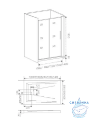 Дверь в нишу Bas Idea WTW-140-C-CH профиль черный, стекло прозрачное
